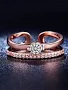 MYKI Rose Gold-Plated CZ-Studded Adjustable Finger Ring